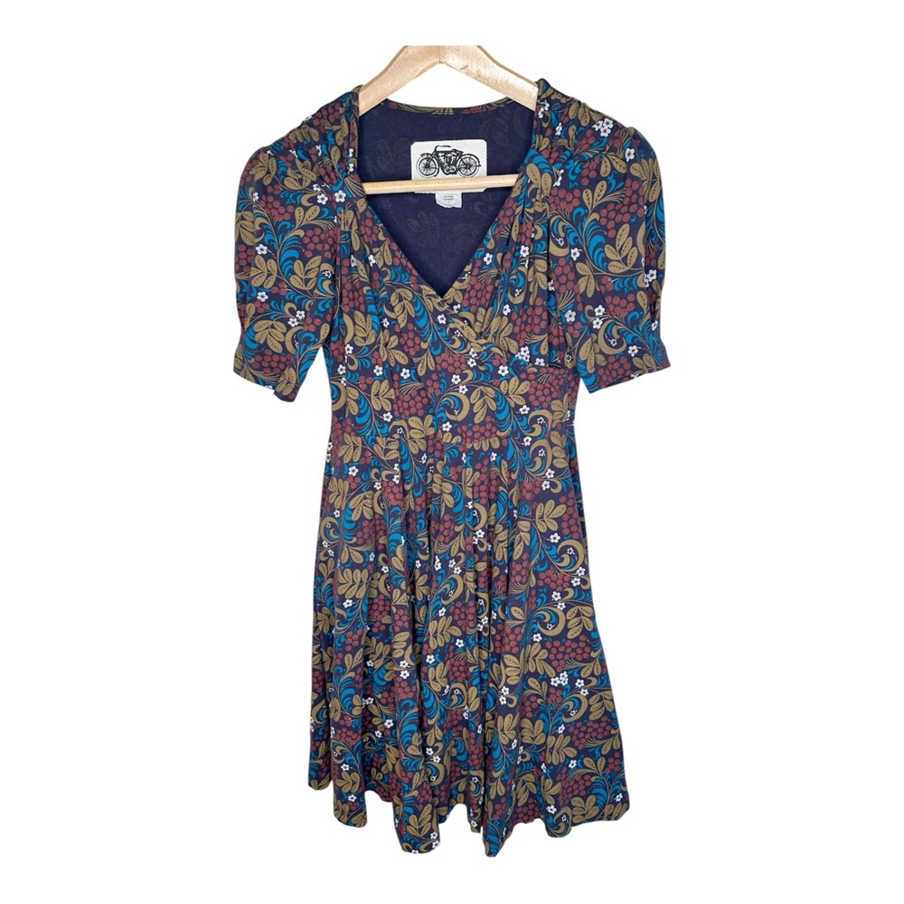Effie’s Heart Memories Dress In Currant Print Retro Floral Size Large Pockets